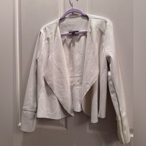 INC International Concepts Off-White Draped Leather Jacket